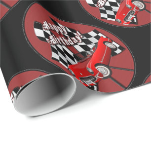 Happy Birthday Red Sports Car Wrapping Paper