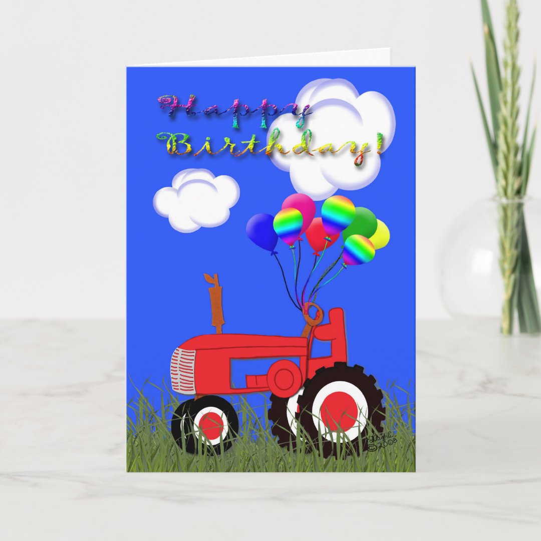 Happy Birthday Red Tractor Card Zazzle