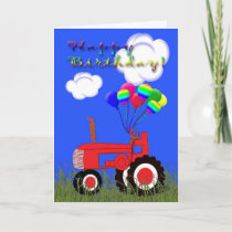 Happy Birthday Red Tractor Card