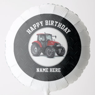 Happy Birthday Red Tractor Farming Birthday Balloon