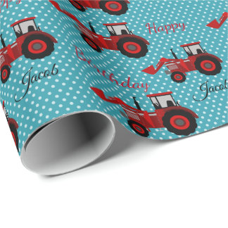 Happy Birthday Red Tractor Wrapping Paper