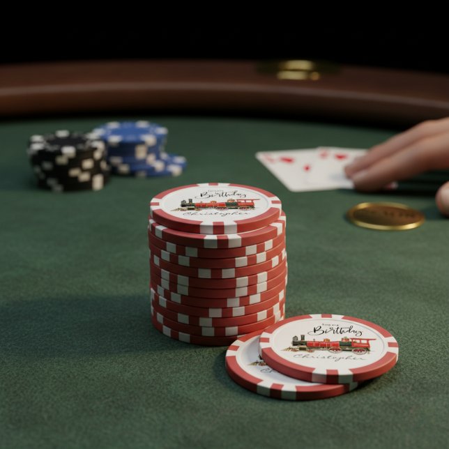 Happy Birthday Red Train Poker Chips (Happy Birthday Red Train Poker Chips)