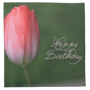 happy birthday red tulip flower cloth napkin