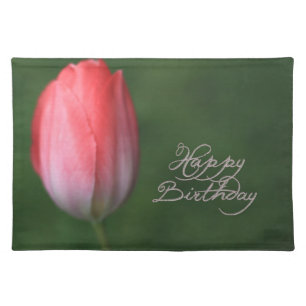 happy birthday red tulip flower cloth placemat