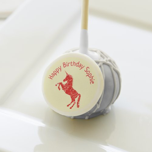 Happy Birthday red unicorn girl Cake Pops