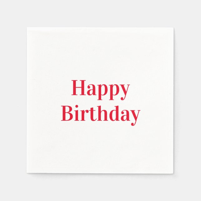"Happy Birthday" red white party paper Napkins (Front)