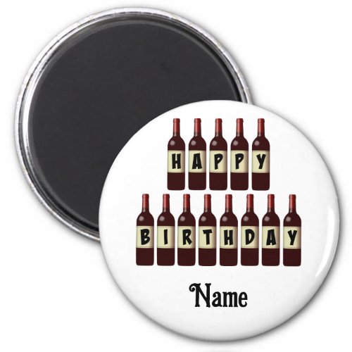 Happy Birthday Red Wine Bottles Customized Magnet