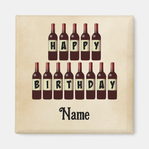 Happy Birthday Red Wine Bottles Customized Magnet