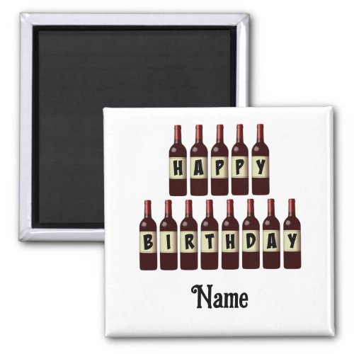 Happy Birthday Red Wine Bottles Customized Magnet