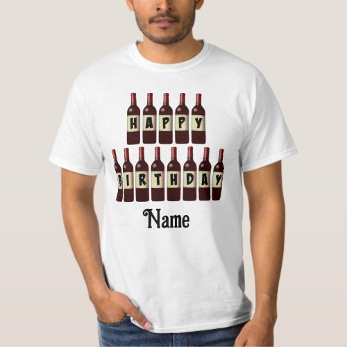 Happy Birthday Red Wine Bottles Customized T_Shirt