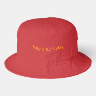 Happy Birthday Red Wishes-Cap Greeting Celebration Bucket Hat