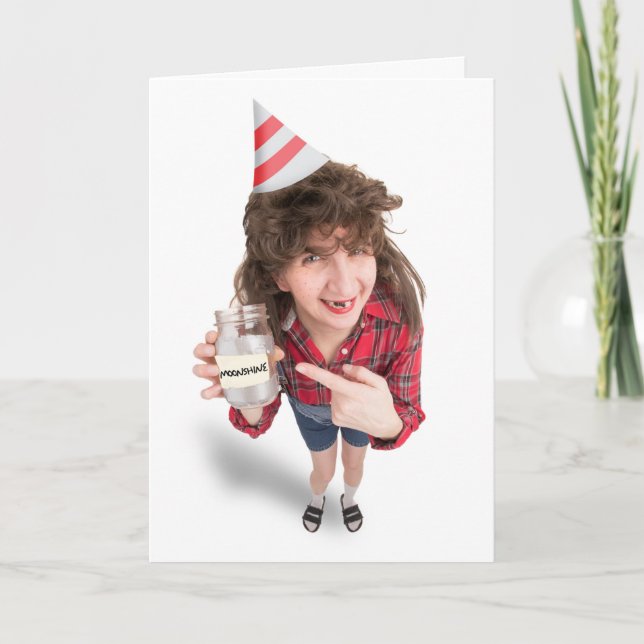 Happy Birthday Redneck Woman With Moonshine Humor Holiday Card (Front)