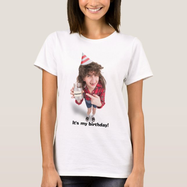 Happy Birthday Redneck Woman With Moonshine Humor T-Shirt (Front)
