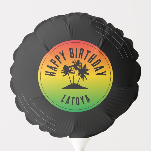 Happy Birthday Reggae Music Vinyl Record Balloon (Front)