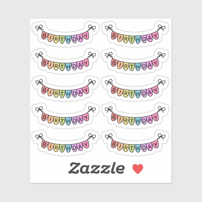 Happy Birthday Reminder Bunting Banner Calendar Sticker (Sheet)