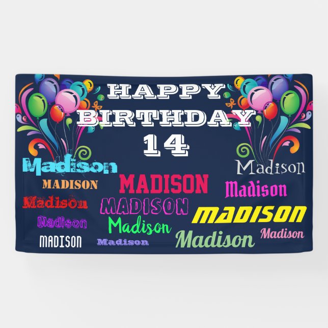 Happy Birthday Repeating Name Drive By Banner (Horizontal)