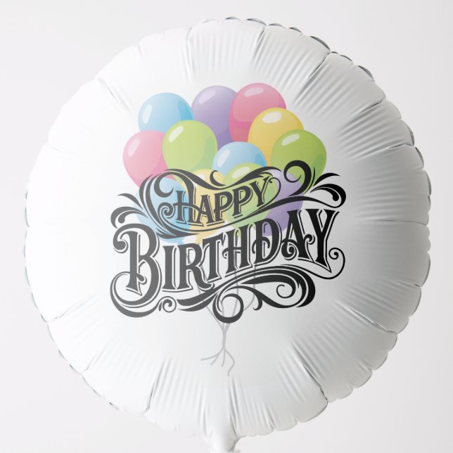 Happy Birthday Retro Card Balloons (Front)