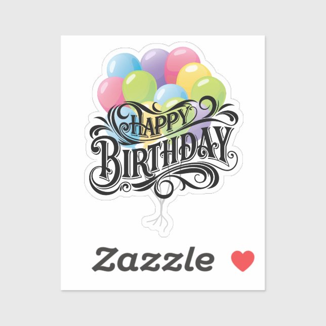 Happy Birthday Retro Card Balloons Sticker (Sheet)