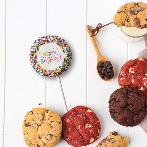 Happy Birthday Retro Sprinkle Confetti  Chocolate Covered Oreo Pop