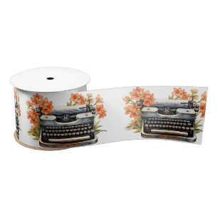 Happy Birthday Retro Typewriter Satin Ribbon