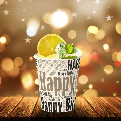 Happy Birthday Retro Typographic Rustic Masculine Paper Cups