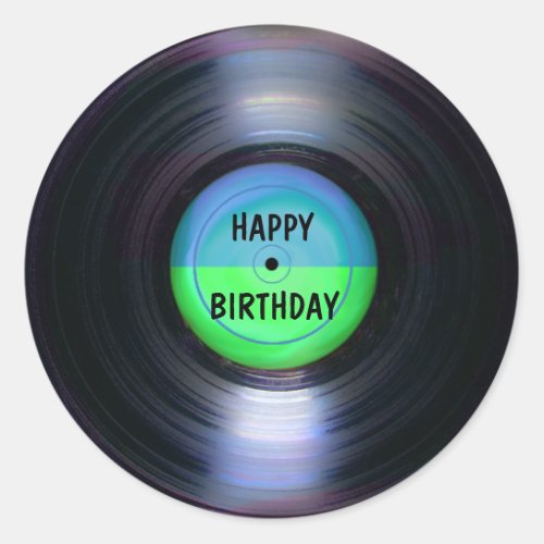 Happy Birthday Retro Vinyl Record   Classic Round Sticker