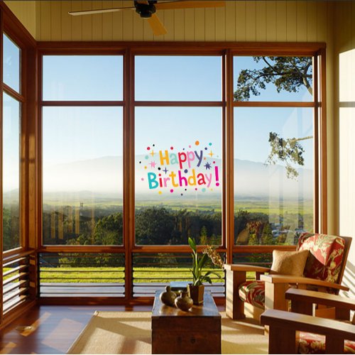 Happy Birthday Retro Window Cling