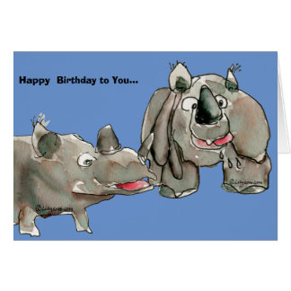 Happy Birthday Rhino Cartoon Cards