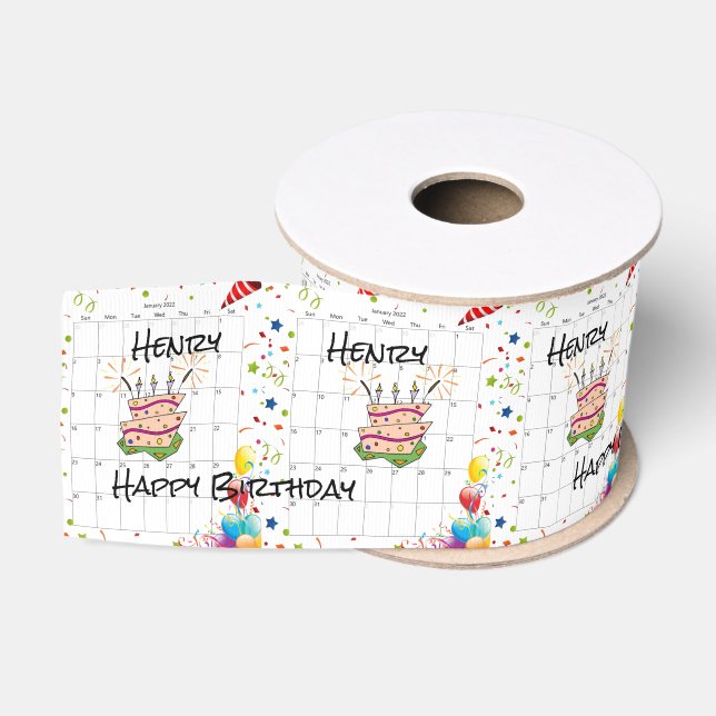 Happy Birthday Ribbon, December 2022 Grosgrain  Grosgrain Ribbon (Spool)