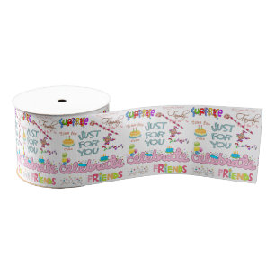Happy Birthday Ribbon, Friends Family Surprise Grosgrain Ribbon