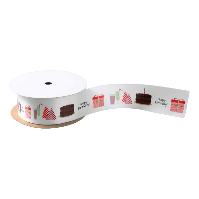 Happy Birthday Ribbon - in red, 1.5'' (Spool)