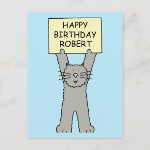 Happy Birthday Robert Cartoon Cat Postcard