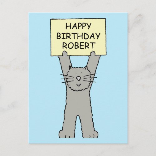 Happy Birthday Robert Cartoon Cat Postcard