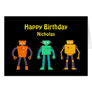 Happy Birthday Robot Awesome Boy Fun Cards