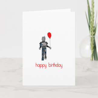 Happy birthday robot with balloon card
