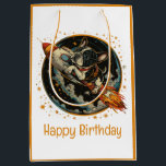 Happy Birthday Rocket Ship French Bulldog Medium Gift Bag<br><div class="desc">Whimsical illustration of a dog blasting off on a rocket ship through outer space! A playful design perfect for dog lovers,  pet parents,  and anyone who enjoys a fun mix of adventure,  imagination,  and furry friends among the stars.</div>