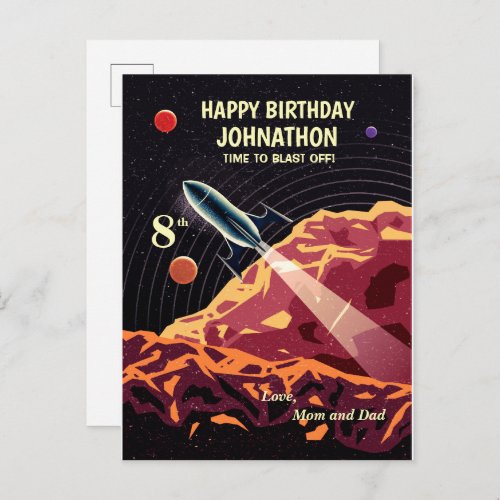 Happy Birthday Rocket Space Universe Fun Postcard