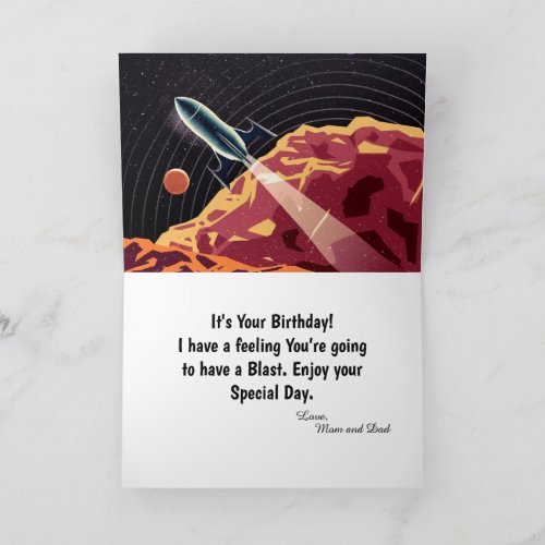 Happy Birthday Rocket Space Universe Personalize Card