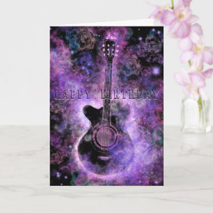 Happy Birthday Romantic Guitar Music Card