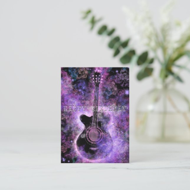 Happy Birthday - Romantic Guitar Music - Magic Note Card (Standing Front)