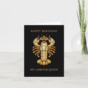 Happy Birthday Romantic Lobster bejewelled Design Card