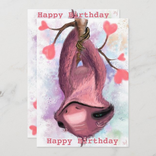 Happy Birthday - Romantic Sloth (Front/Back)