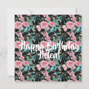 Happy Birthday Rose floral ladies Name Card