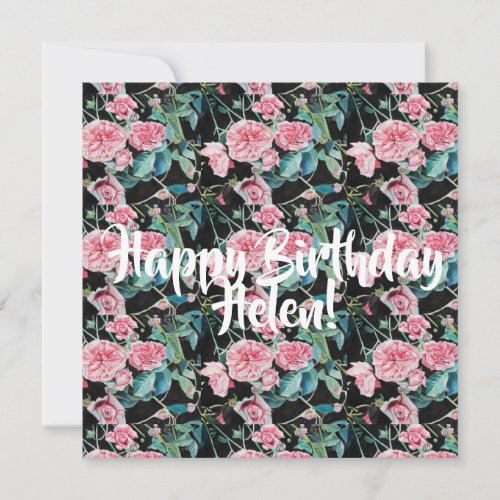 Happy Birthday Rose floral ladies Name Card