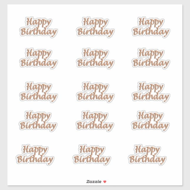 Happy birthday rose gold balloon style text sticker (Sheet)