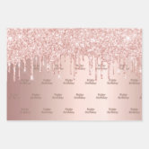 Rose gold glitter drips pink sparkle glam girly wrapping paper sheets