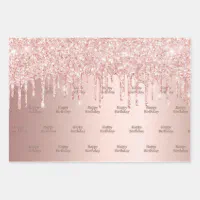 Glam Rose Gold Glitter Wrapping Paper, Zazzle