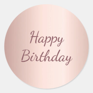 Happy Birthday rose gold metal gift wrapping Classic Round Sticker