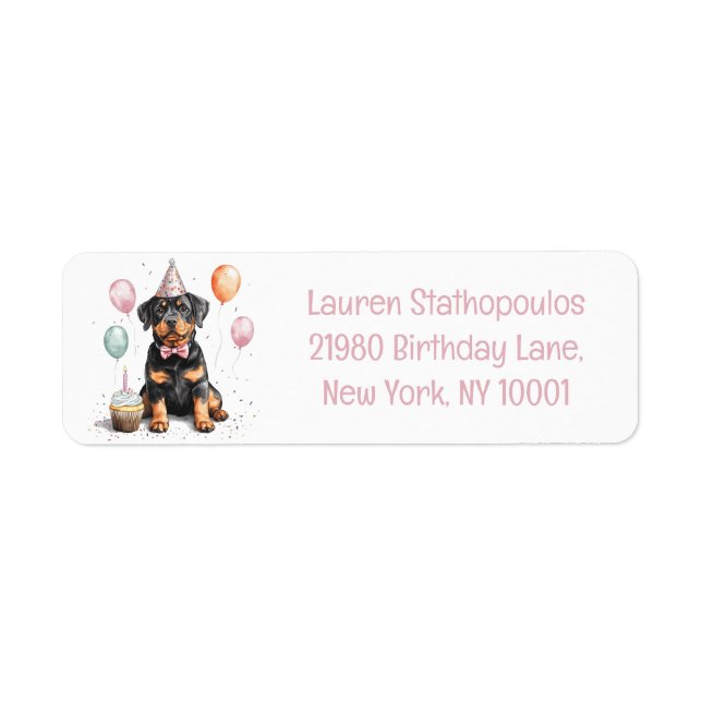 Happy Birthday Rottweiler Dog Label (Front)