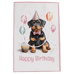 Happy Birthday Rottweiler Dog Medium Gift Bag